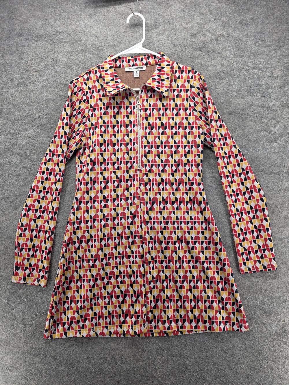 Urban Outfitters Dress Womens M Multicolor Short A-Line Long Sleeve Collared Zip